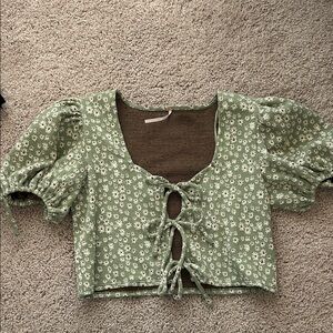 FREE PEOPLE | Flower Puff Sleeve Tie Top